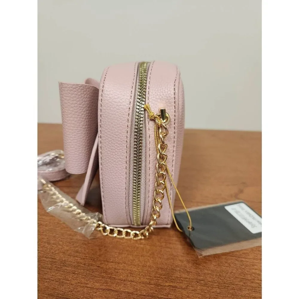 NWT Crossi Pink Bow Gold Chain Crossbody Bag (L)